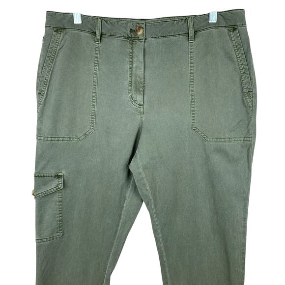 New J Jill Cargo Pants Washed Green Stretchy Women's 14P Petite - Picture 2 of 10